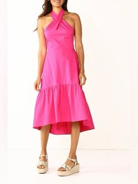 Pink Halter Midi Dress